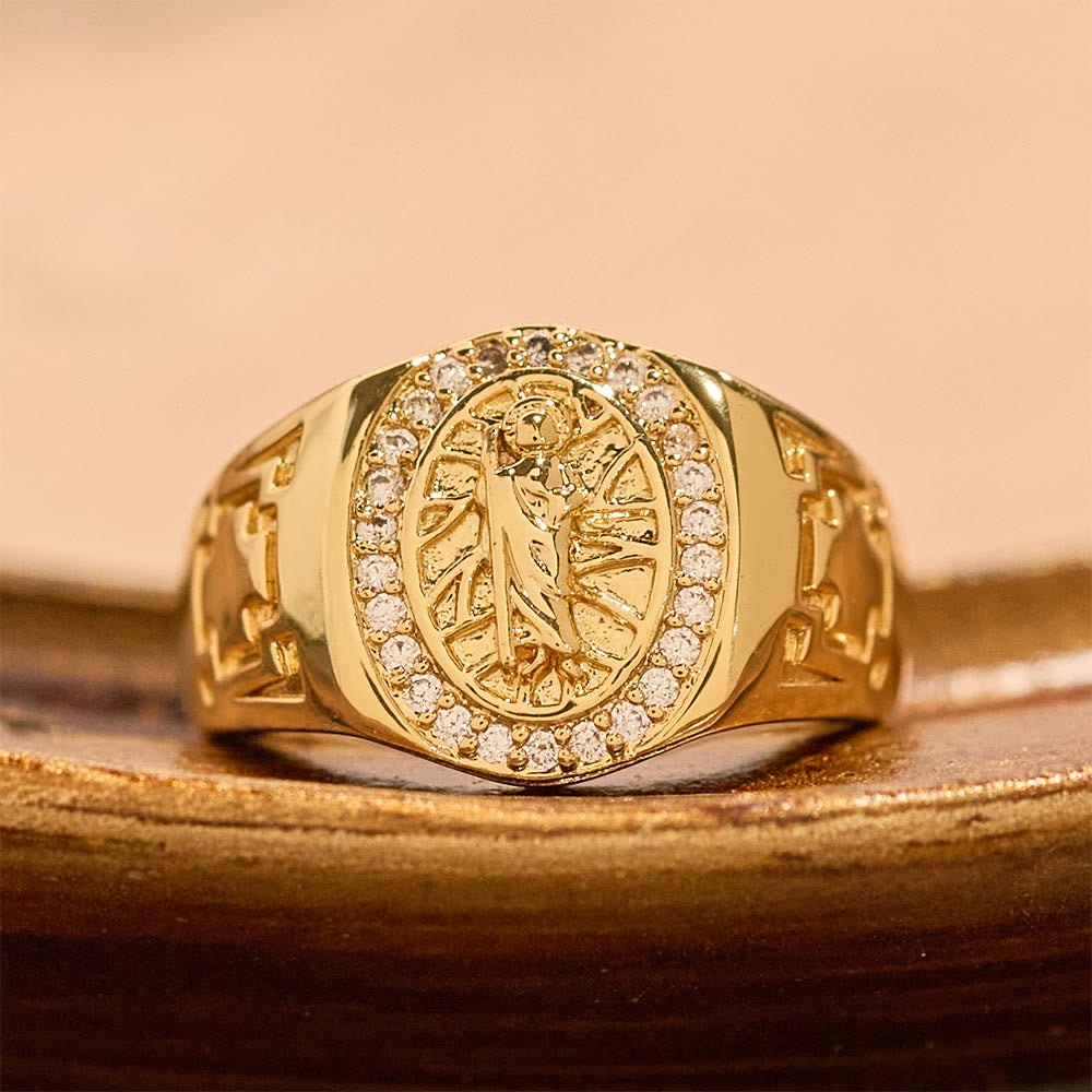 Anello decorato con l'immagine di San Giuda, realizzato Christianartworkshop : emblema di redenzione e protezione spirituale. - image 4