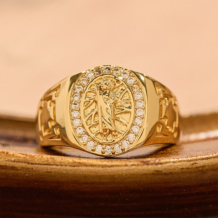 Anello decorato con l'immagine di San Giuda, realizzato Christianartworkshop : emblema di redenzione e protezione spirituale. - image 4
