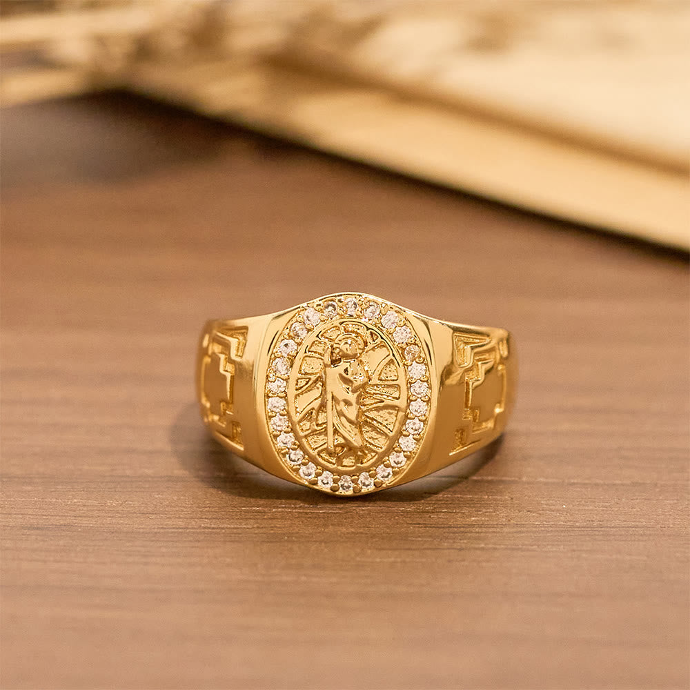 Anello decorato con l'immagine di San Giuda, realizzato Christianartworkshop : emblema di redenzione e protezione spirituale. - image 3