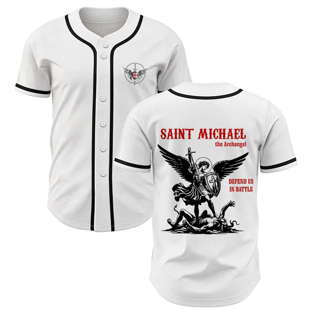 Christianartworkshop Maglia da baseball unisex "San Michele Arcangelo difendici" - Bianco - 5XL - image 0