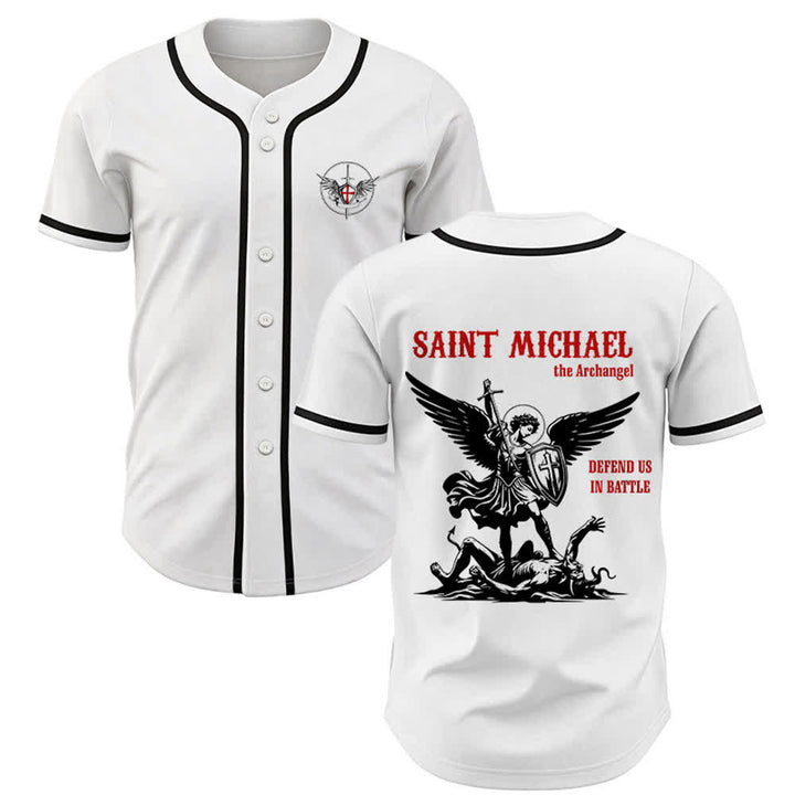 Christianartworkshop Maglia da baseball unisex "San Michele Arcangelo difendici" - Bianco - 5XL - image 0