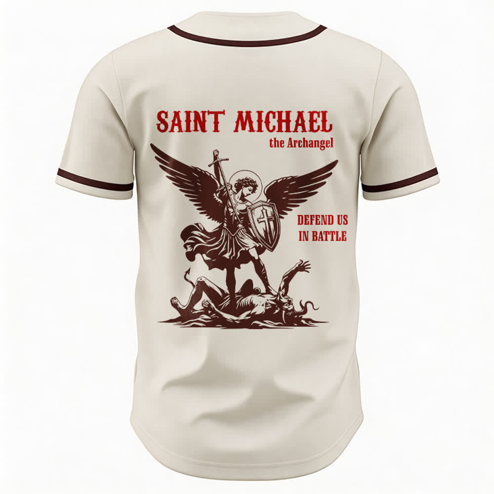Christianartworkshop Maglia da baseball unisex con la scritta "San Michele Arcangelo, difendici" - image 26