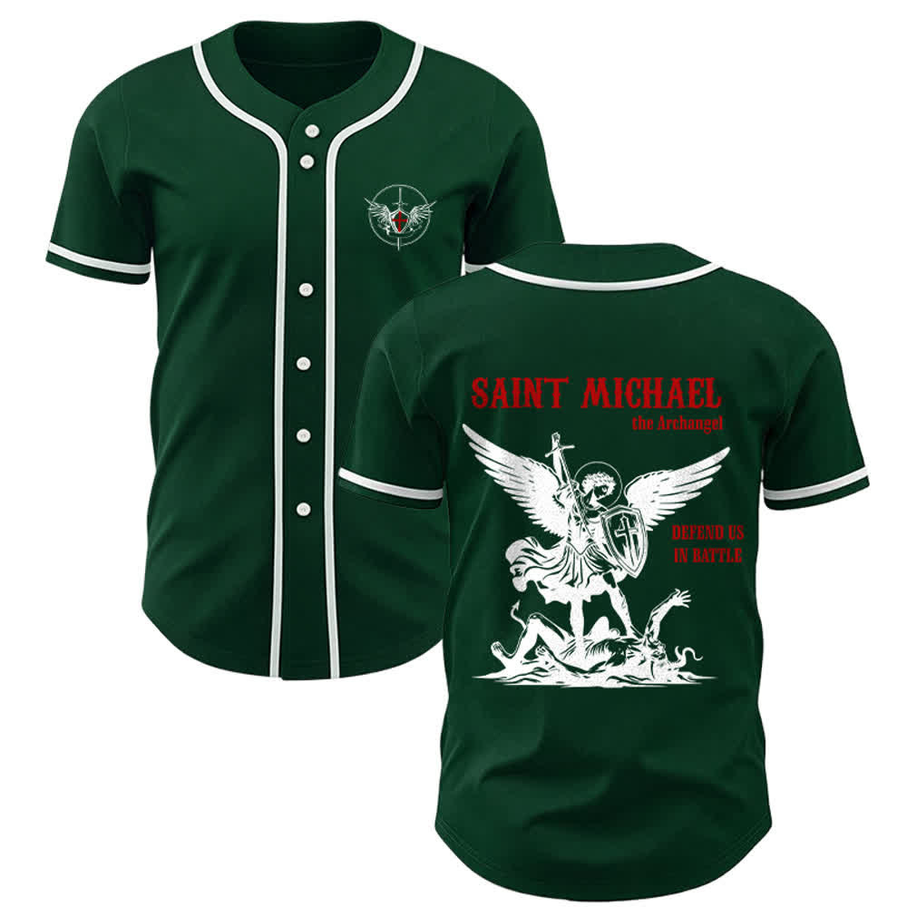 Christianartworkshop Maglia da baseball unisex "San Michele Arcangelo difendici" - Verde - 5XL - image 22