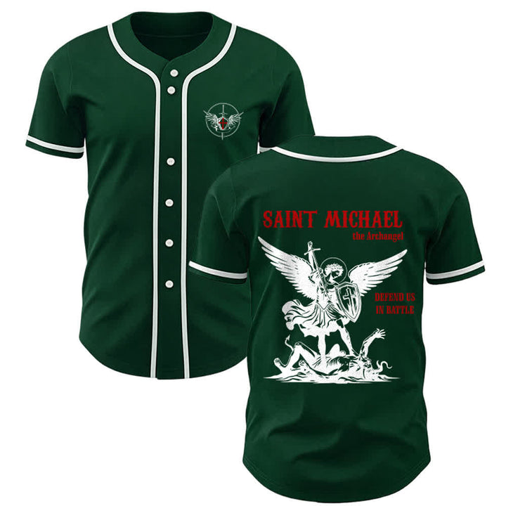 Christianartworkshop Maglia da baseball unisex "San Michele Arcangelo difendici" - Verde - 5XL - image 22