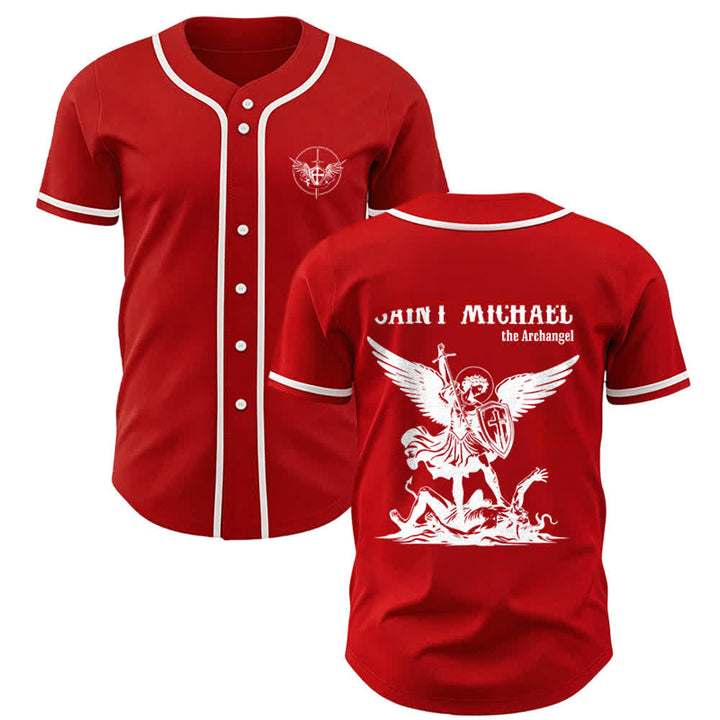 Christianartworkshop Maglia da baseball unisex con la scritta "San Michele Arcangelo, difendici" - Rosso - 5XL - image 10