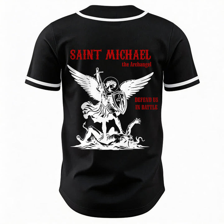 Christianartworkshop Maglia da baseball unisex con la scritta "San Michele Arcangelo, difendici" - image 8