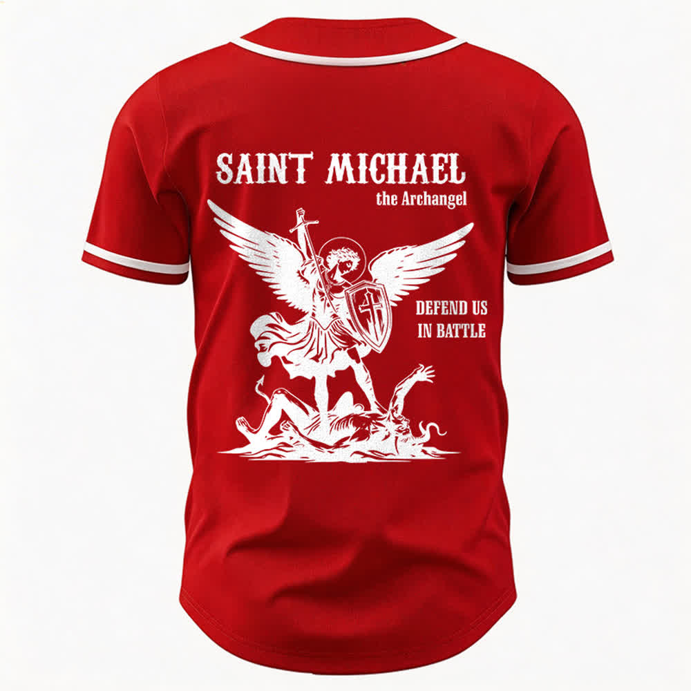 Christianartworkshop Maglia da baseball unisex con la scritta "San Michele Arcangelo, difendici" - image 11
