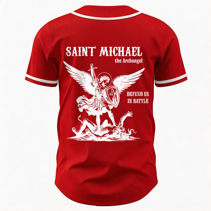 Christianartworkshop Maglia da baseball unisex con la scritta "San Michele Arcangelo, difendici" - image 11