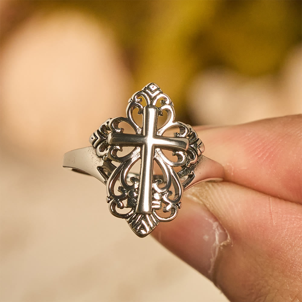Christianartworkshop Anello aperto con croce in filigrana Heritage: simbolo di devozione mariana e di cura divina. - Attraverso - US 10 - image 0