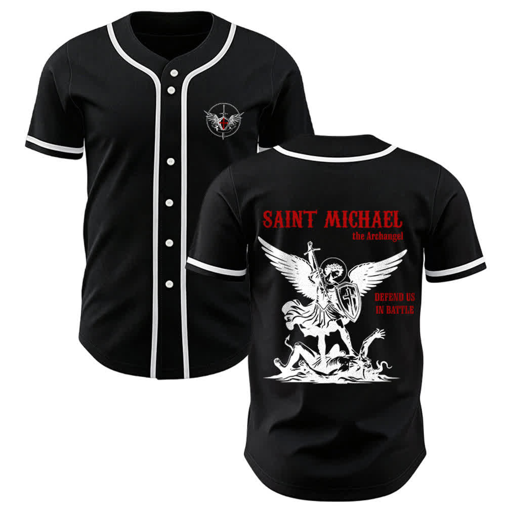 Christianartworkshop Maglia da baseball unisex "San Michele Arcangelo difendici" - Nero - 5XL - image 7