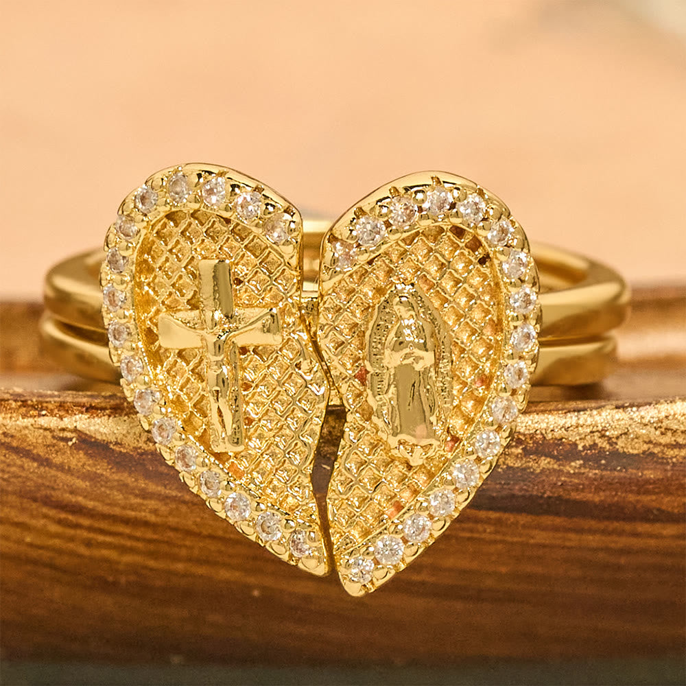 Anello regolabile con croce classica e cuore diviso Christianartworkshop : simbolo di speranza e salvezza eterna. - image 3