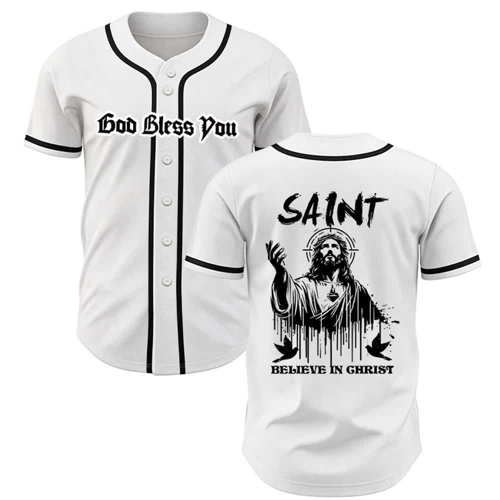 Christianartworkshop Maglia da baseball unisex "Saint Believe In Christ" - Bianco - 5XL - image 0