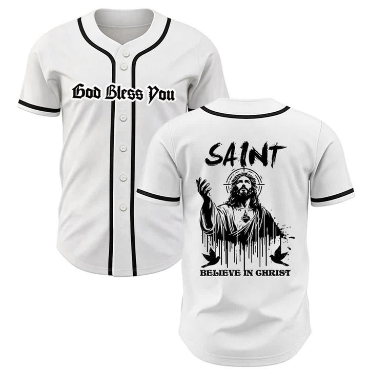Christianartworkshop Maglia da baseball unisex "Saint Believe In Christ" - Bianco - 5XL - image 0