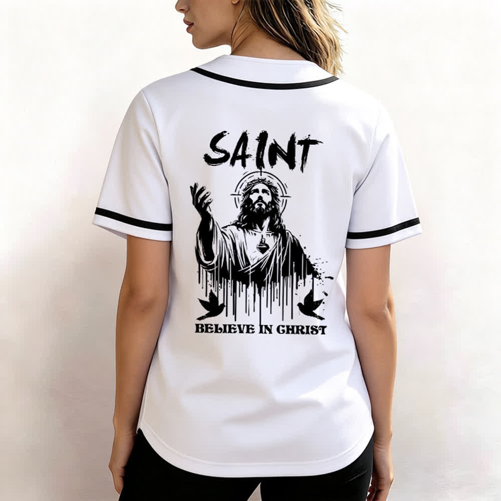 Christianartworkshop Maglia da baseball unisex "Saint Believe In Christ" - image 3