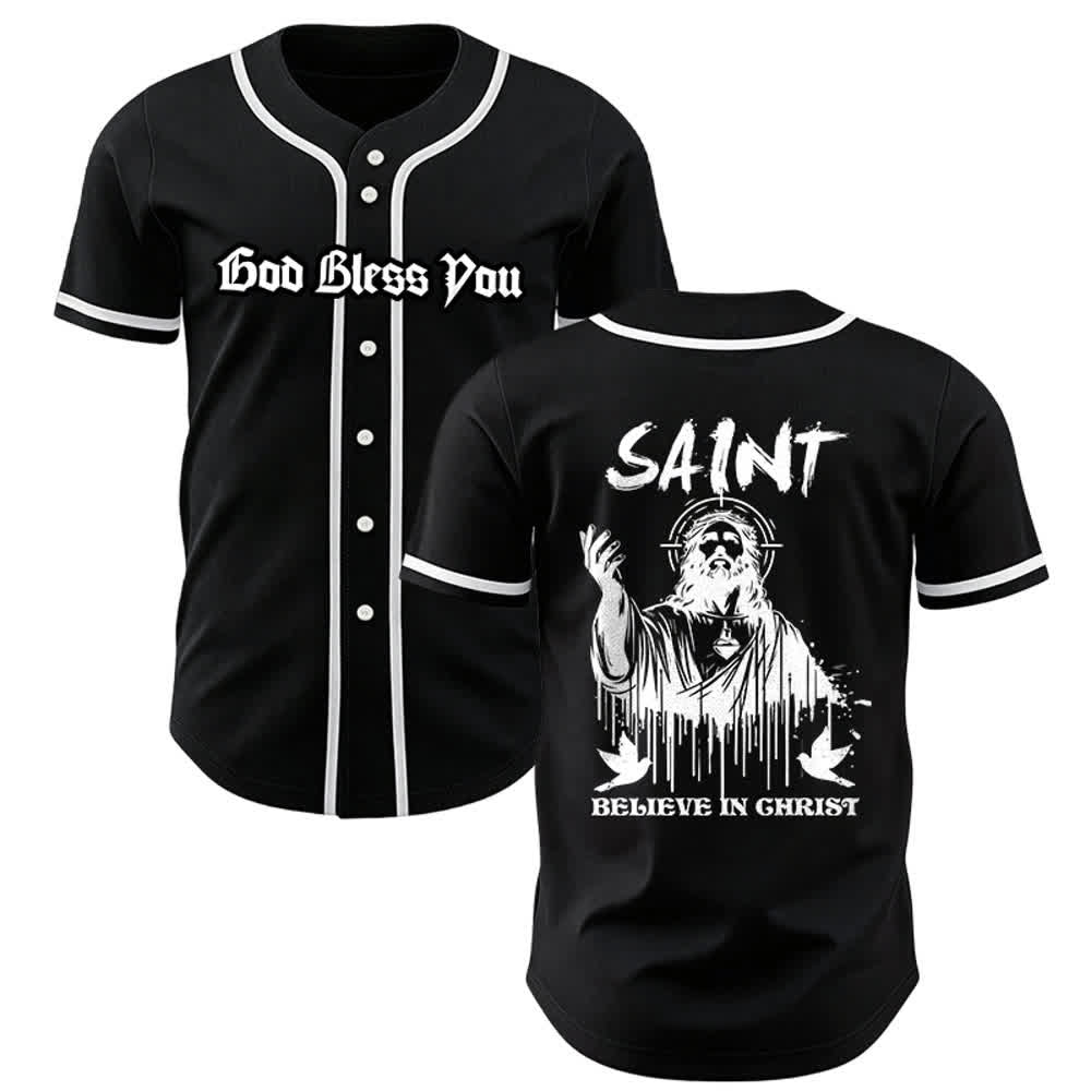 Christianartworkshop Maglia da baseball unisex "Saint Believe In Christ" - Nero - 5XL - image 7