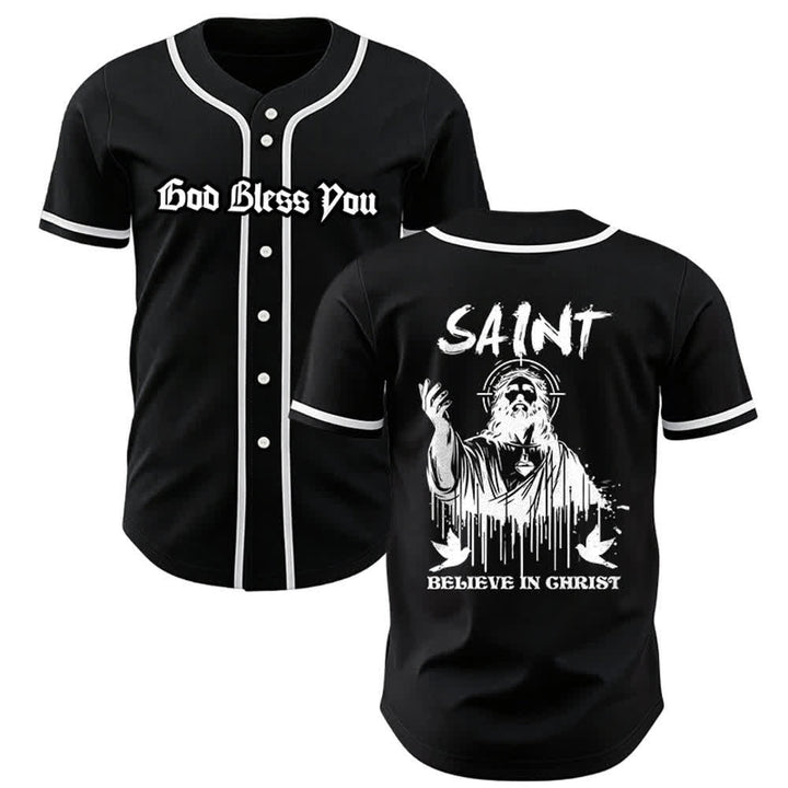 Christianartworkshop Maglia da baseball unisex "Saint Believe In Christ" - Nero - 5XL - image 7