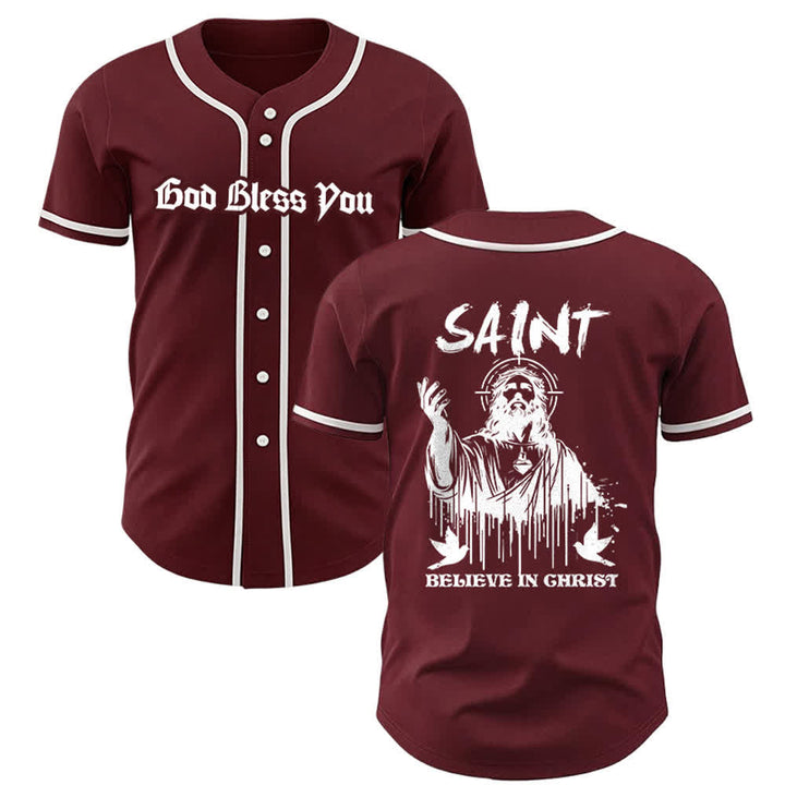 Christianartworkshop Maglia da baseball unisex "Saint Believe In Christ" - Vino - 5XL - image 13