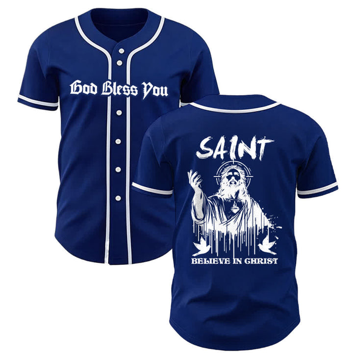 Christianartworkshop Maglia da baseball unisex "Saint Believe In Christ" - Blu navy - 5XL - image 19