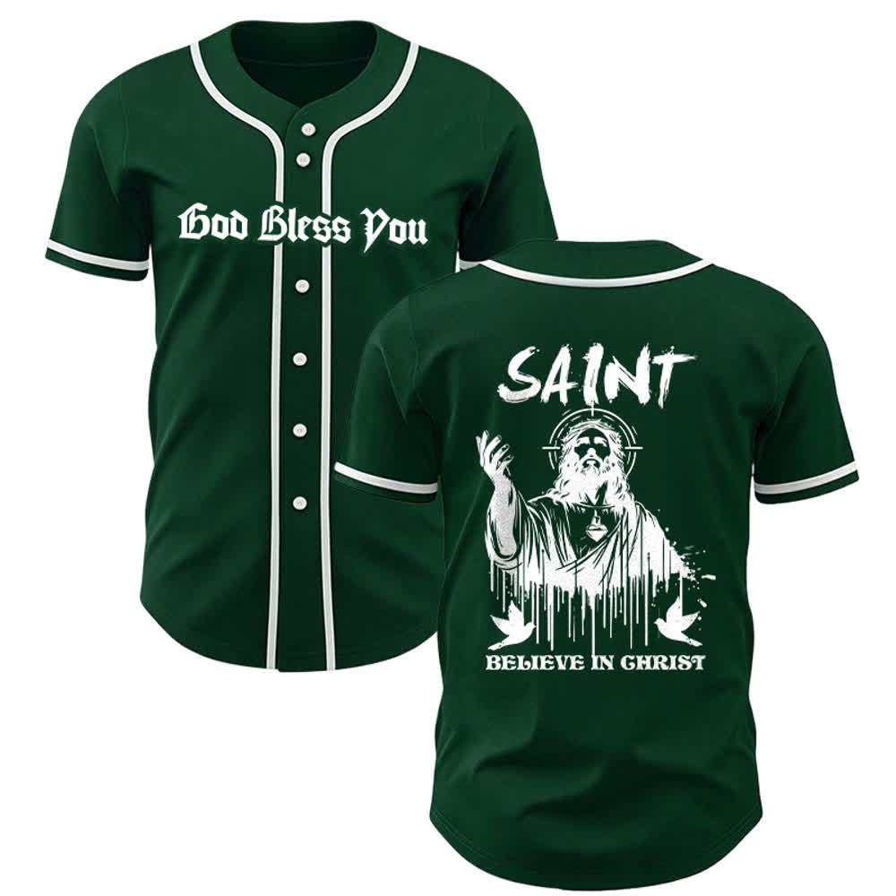 Christianartworkshop Maglia da baseball unisex "Saint Believe In Christ" - Verde - 5XL - image 22