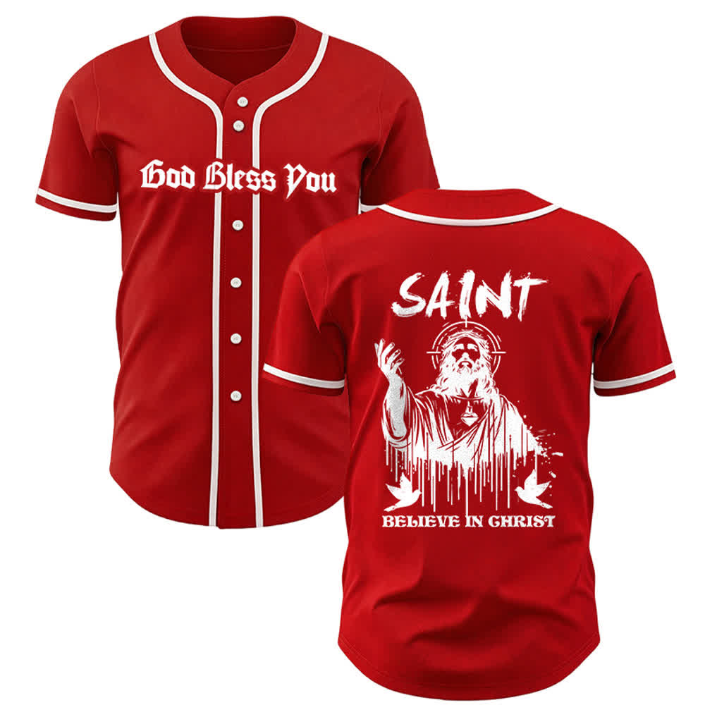 Christianartworkshop Maglia da baseball unisex "Saint Believe In Christ" - Rosso - 5XL - image 10