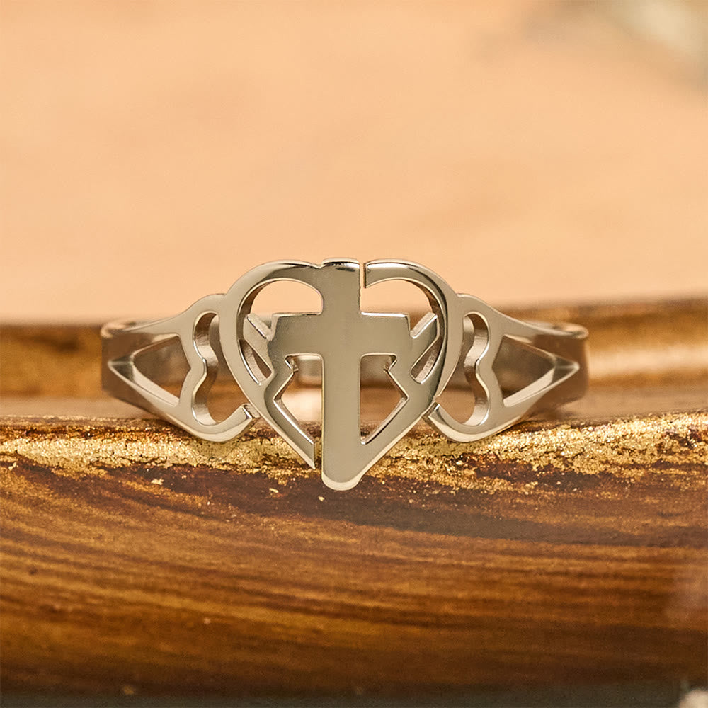 Anello regolabile con croce a cuore senza tempo Christianartworkshop : un dono di grazia e di intercessione divina. - image 8