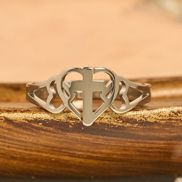 Anello regolabile con croce a cuore senza tempo Christianartworkshop : un dono di grazia e di intercessione divina. - image 8