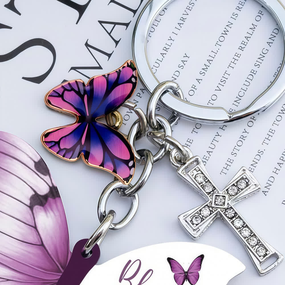 Christianartworkshop Geremia 17:7 Portachiavi con croce a farfalla: Confida nel Signore - image 4
