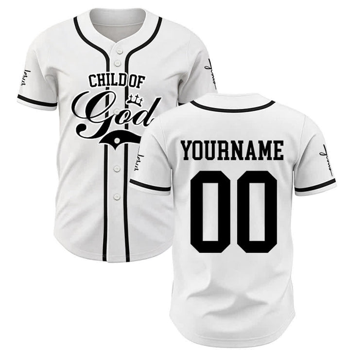 Christianartworkshop Child Of God Maglia da baseball unisex personalizzata con nome e numero - Bianco - 5XL - Nome & Numero personalizzati - image 1
