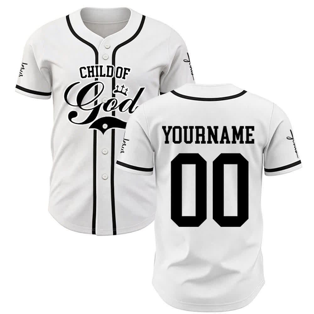 Christianartworkshop Child Of God Maglia da baseball unisex personalizzata con nome e numero - Bianco - 5XL - Nome & Numero personalizzati - image 1