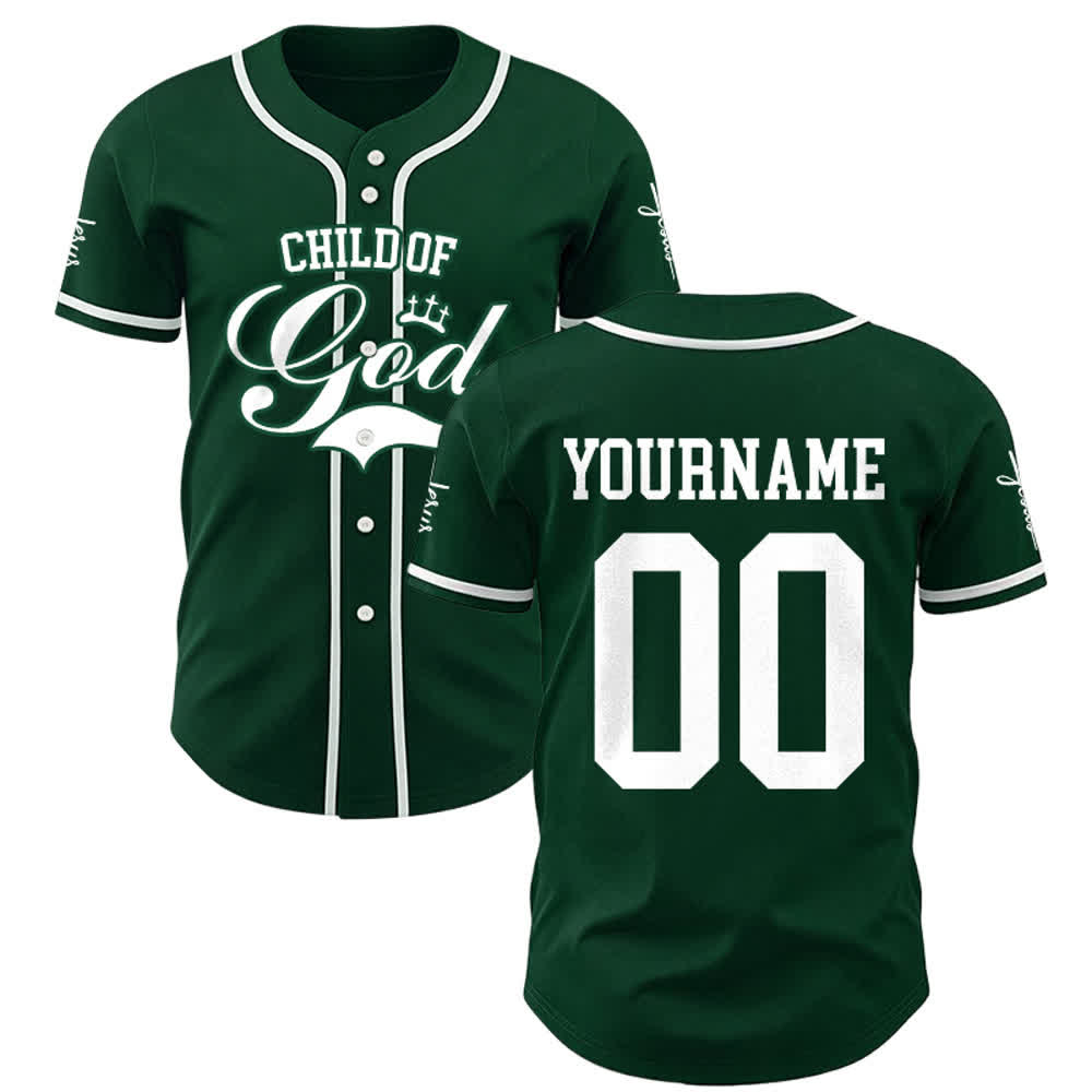 Christianartworkshop Child Of God Maglia da baseball unisex personalizzata con nome e numero - Verde - 5XL - Nome & Numero personalizzati - image 23