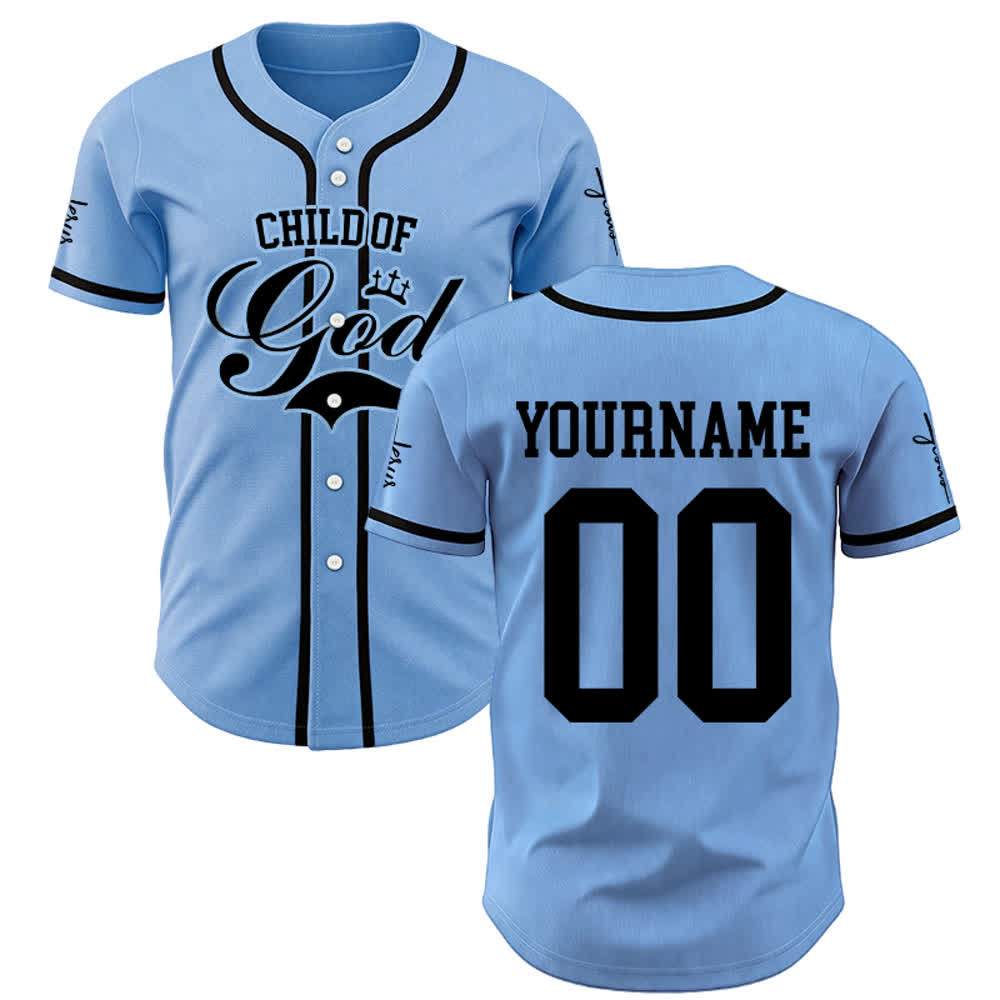 Christianartworkshop Child Of God Maglia da baseball unisex personalizzata con nome e numero - Blu - 5XL - Nome & Numero personalizzati - image 17