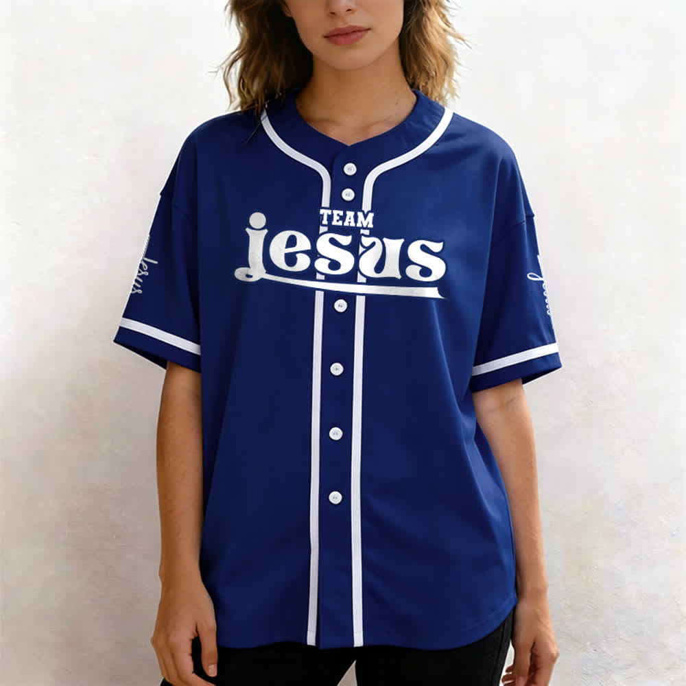 Christianartworkshop Maglia da baseball unisex personalizzata con nome e numero personalizzati per la squadra di Gesù in grassetto - image 4