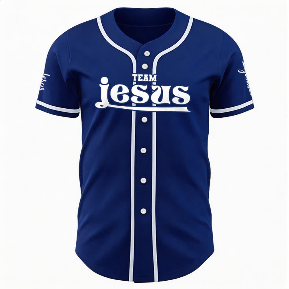 Christianartworkshop Maglia da baseball unisex personalizzata con nome e numero personalizzati per la squadra di Gesù in grassetto - image 6