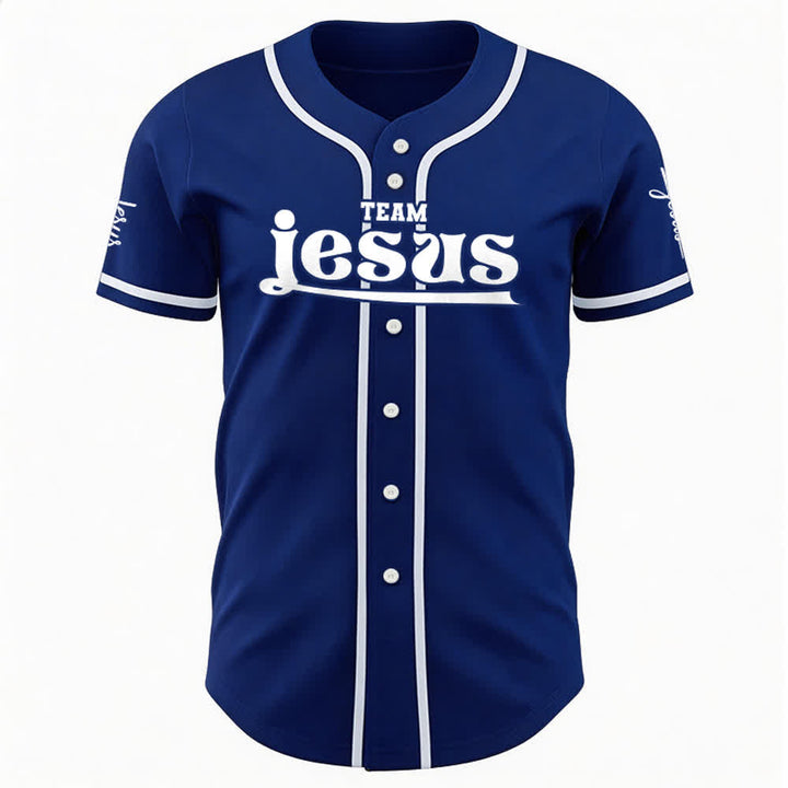 Christianartworkshop Maglia da baseball unisex personalizzata con nome e numero personalizzati per la squadra di Gesù in grassetto - image 6