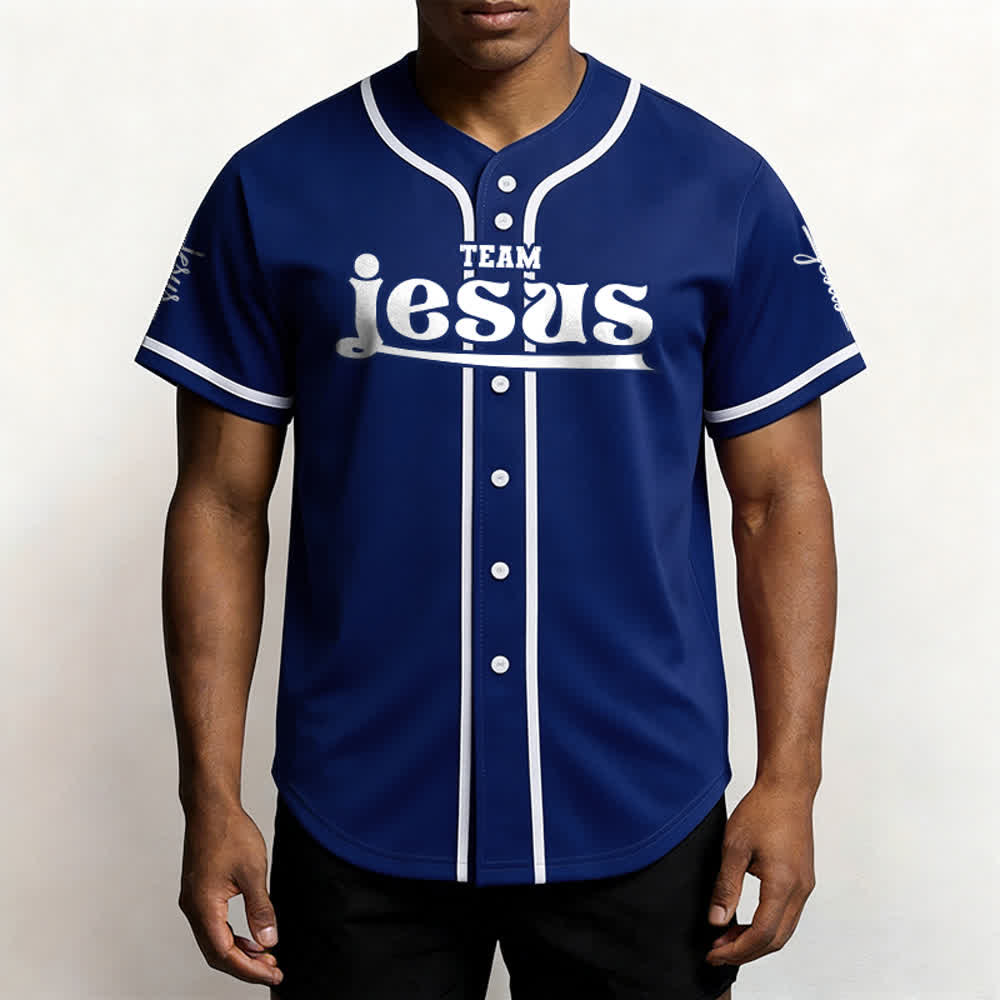 Christianartworkshop Maglia da baseball unisex personalizzata con nome e numero personalizzati per la squadra di Gesù in grassetto - image 2
