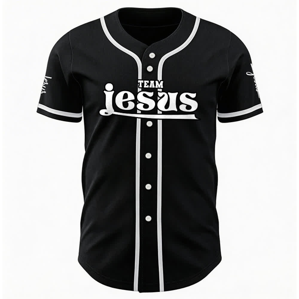 Christianartworkshop Maglia da baseball unisex personalizzata con nome e numero personalizzati per la squadra di Gesù in grassetto - image 12