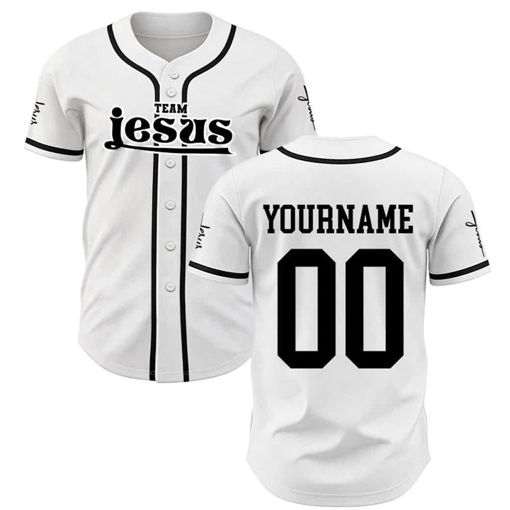 Christianartworkshop Maglia da baseball unisex personalizzata con nome e numero personalizzati per la squadra di Gesù in grassetto - Bianco - 5XL - Nome & Numero personalizzati - image 8