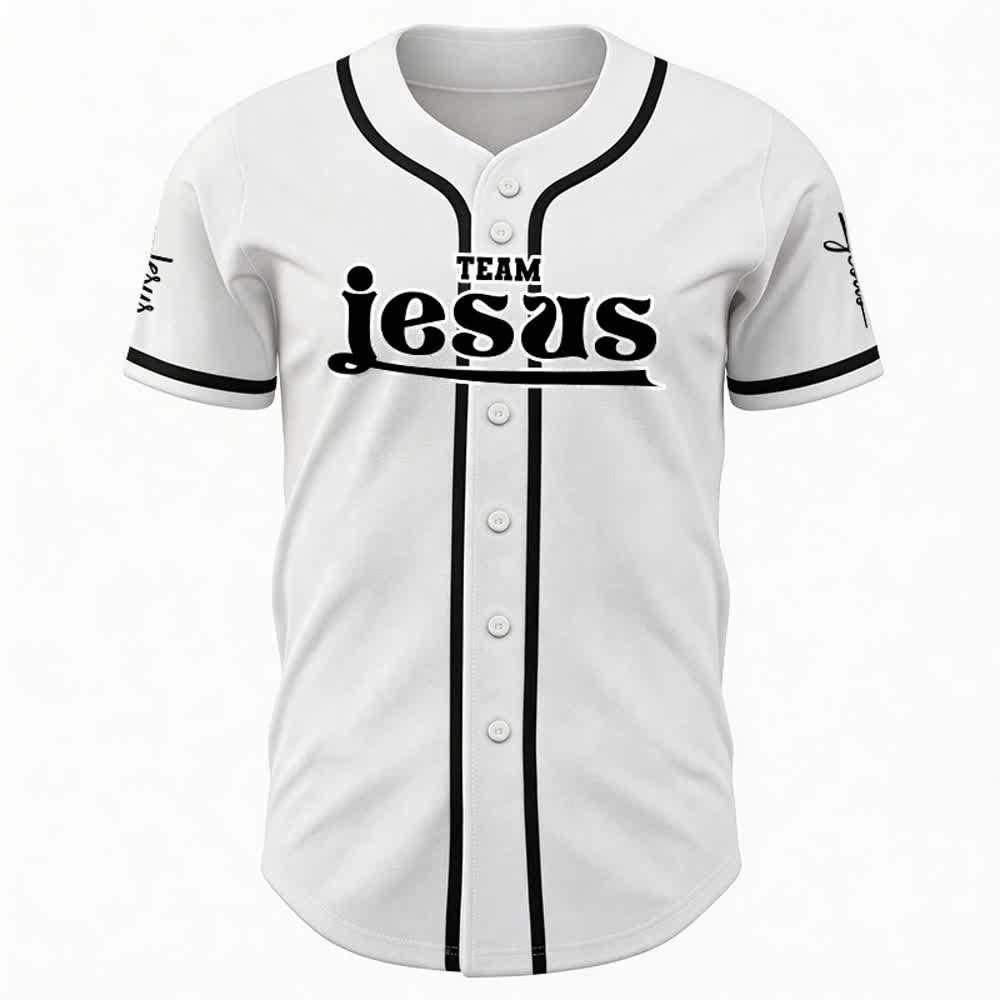 Christianartworkshop Maglia da baseball unisex personalizzata con nome e numero personalizzati per la squadra di Gesù in grassetto - image 9