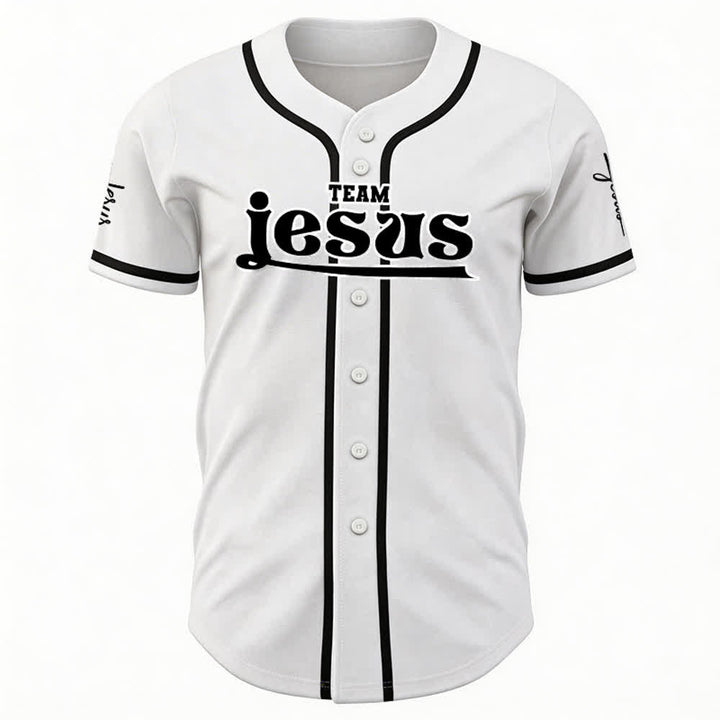 Christianartworkshop Maglia da baseball unisex personalizzata con nome e numero personalizzati per la squadra di Gesù in grassetto - image 9