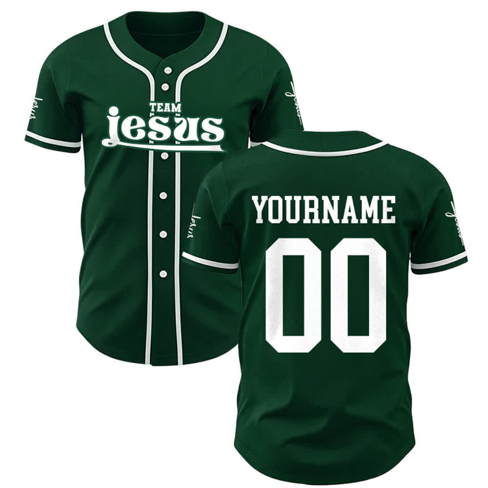 Christianartworkshop Maglia da baseball unisex personalizzata con nome e numero personalizzati per la squadra di Gesù in grassetto - Verde - 5XL - Nome & Numero personalizzati - image 23