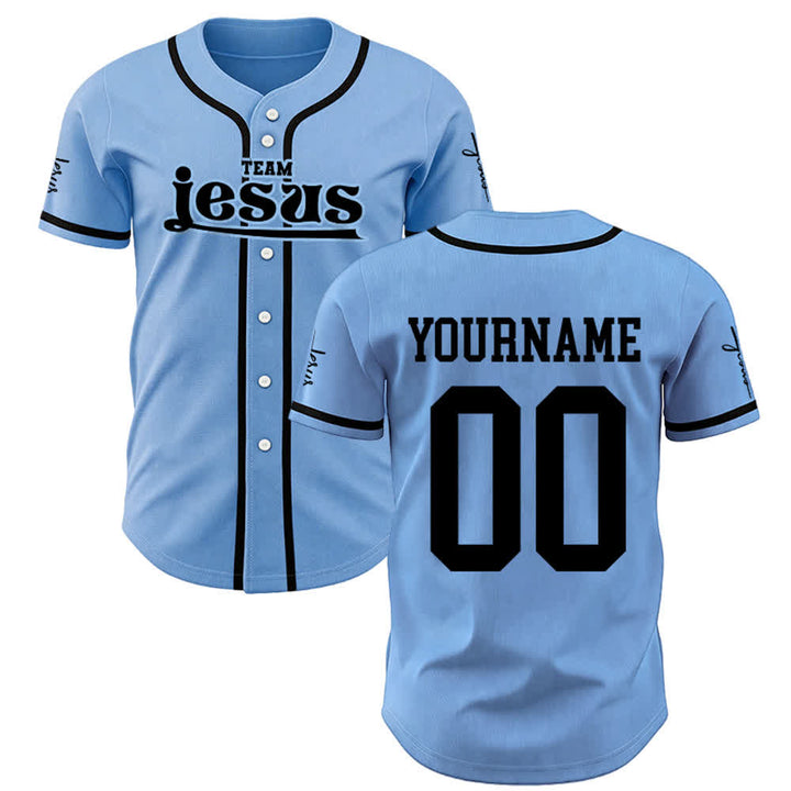 Christianartworkshop Maglia da baseball unisex personalizzata con nome e numero personalizzati per la squadra di Gesù in grassetto - Blu - 5XL - Nome & Numero personalizzati - image 20