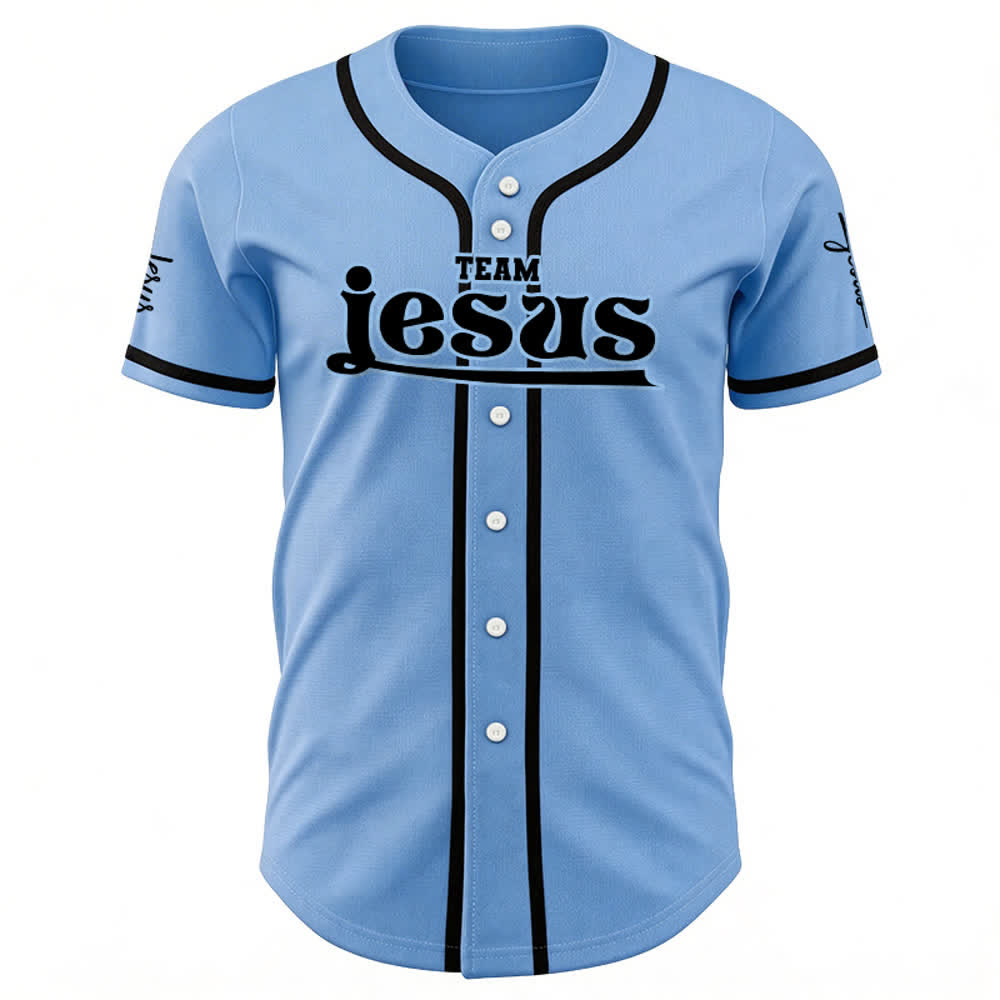 Christianartworkshop Maglia da baseball unisex personalizzata con nome e numero personalizzati per la squadra di Gesù in grassetto - image 21