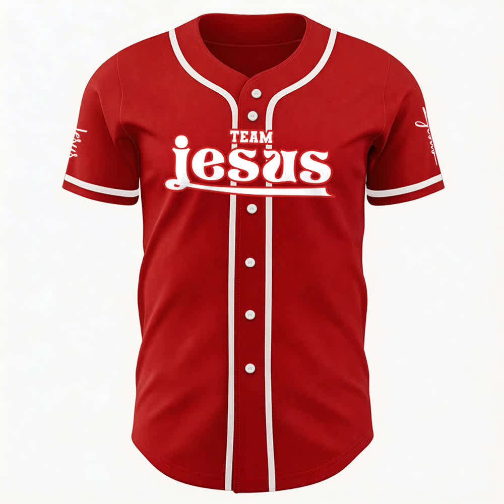 Christianartworkshop Maglia da baseball unisex personalizzata con nome e numero personalizzati per la squadra di Gesù in grassetto - image 15