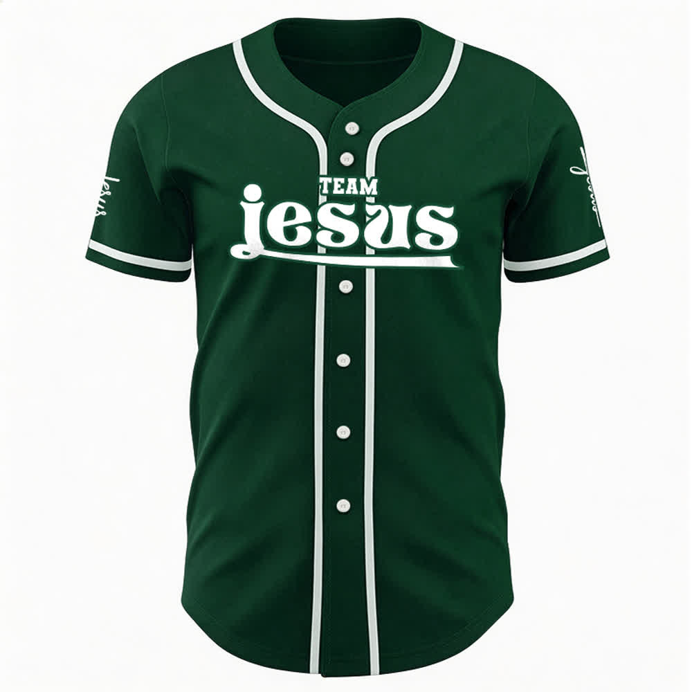 Christianartworkshop Maglia da baseball unisex personalizzata con nome e numero personalizzati per la squadra di Gesù in grassetto - image 24