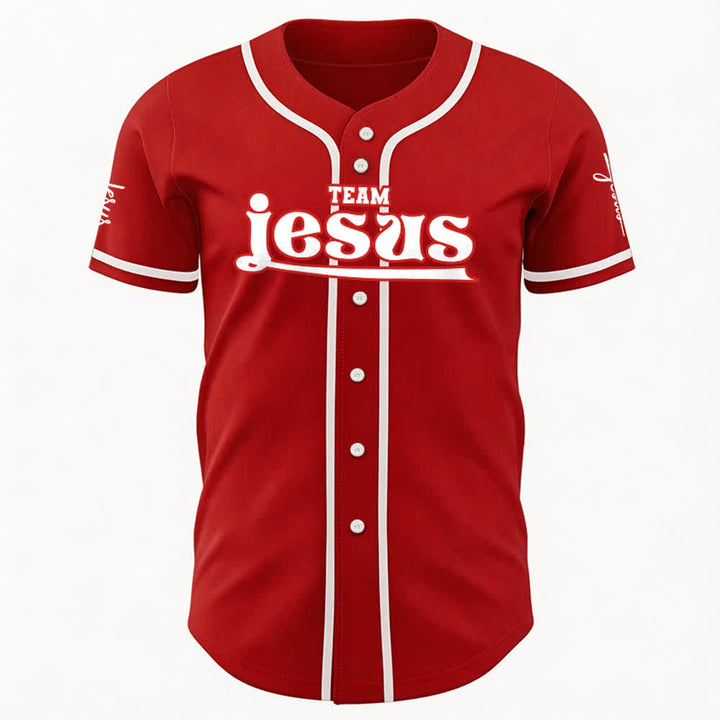 Christianartworkshop Maglia da baseball unisex personalizzata con nome e numero personalizzati per la squadra di Gesù in grassetto - image 15