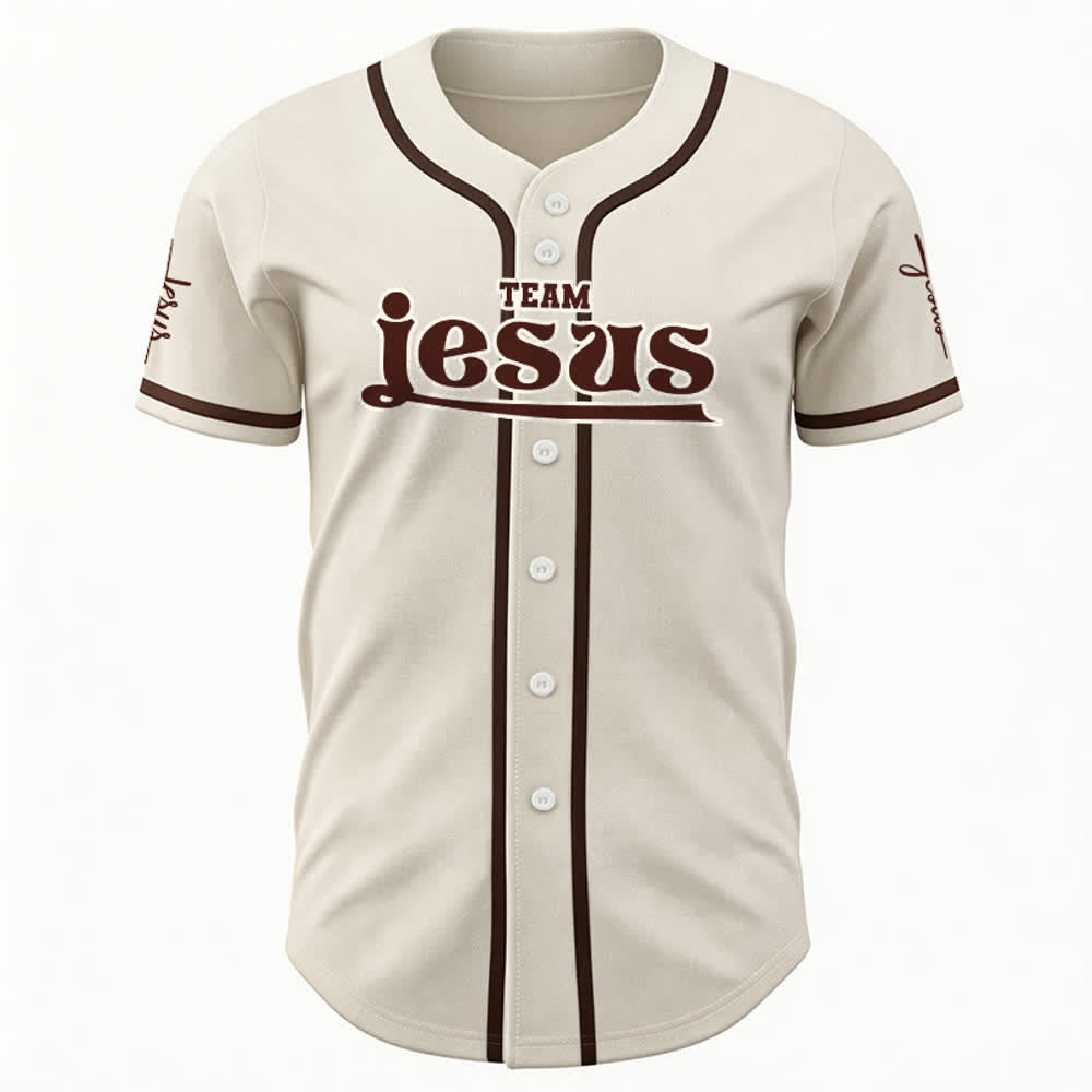 Christianartworkshop Maglia da baseball unisex personalizzata con nome e numero personalizzati per la squadra di Gesù in grassetto - image 27