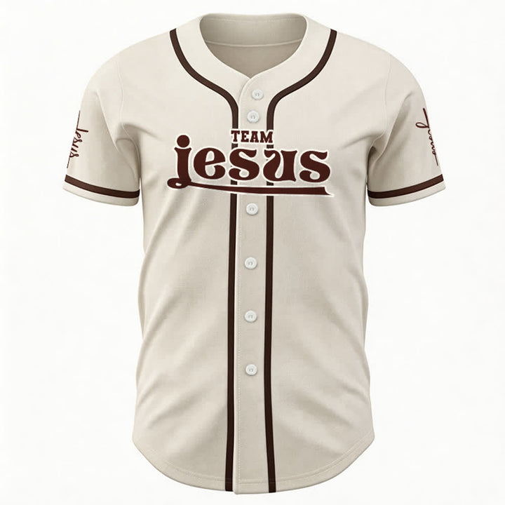 Christianartworkshop Maglia da baseball unisex personalizzata con nome e numero personalizzati per la squadra di Gesù in grassetto - image 27