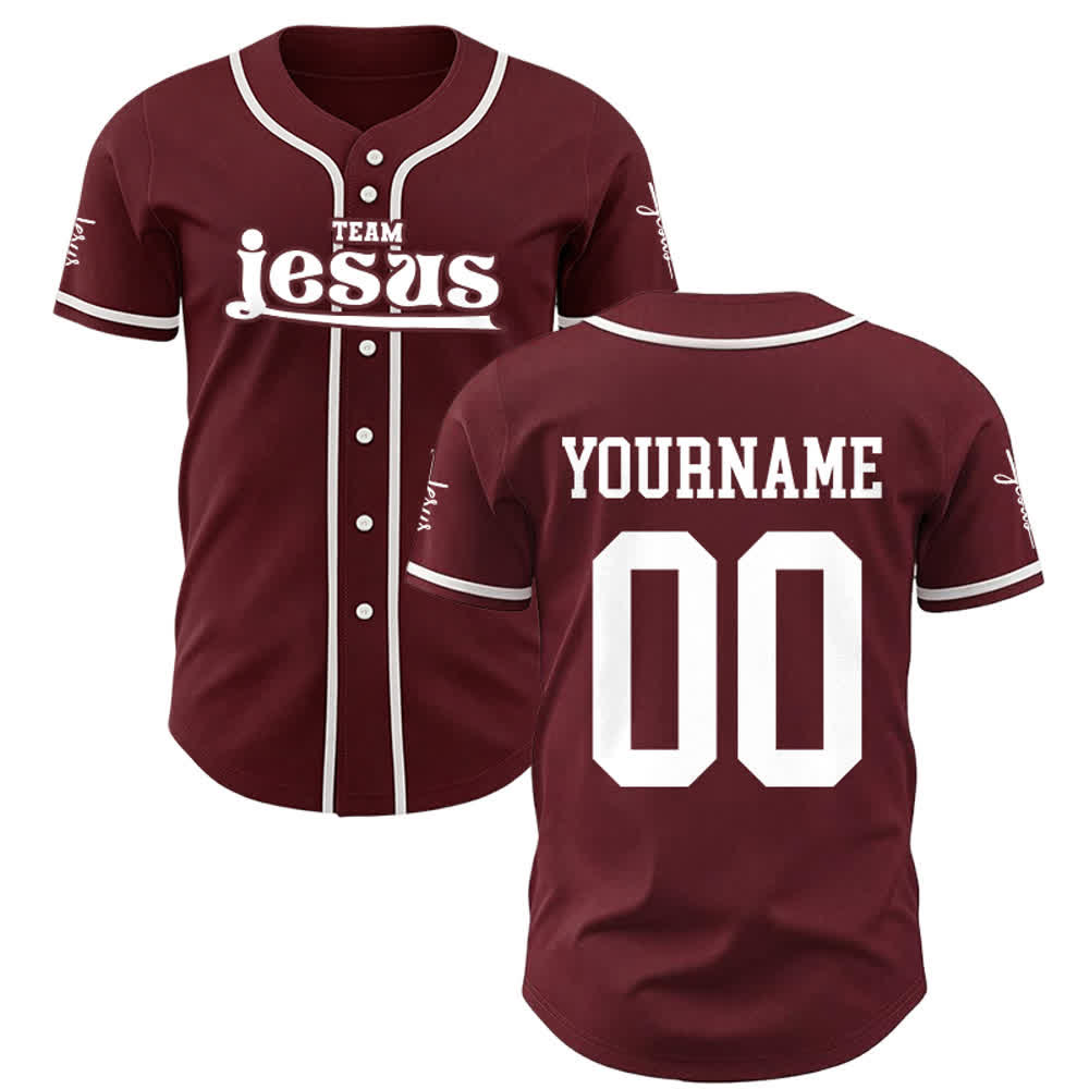 Christianartworkshop Maglia da baseball unisex personalizzata con nome e numero personalizzati per la squadra di Gesù in grassetto - Vino - 5XL - Nome & Numero personalizzati - image 17