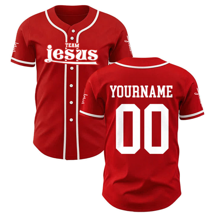 Christianartworkshop Maglia da baseball unisex personalizzata con nome e numero personalizzati per la squadra di Gesù in grassetto - Rosso - 5XL - Nome & Numero personalizzati - image 14
