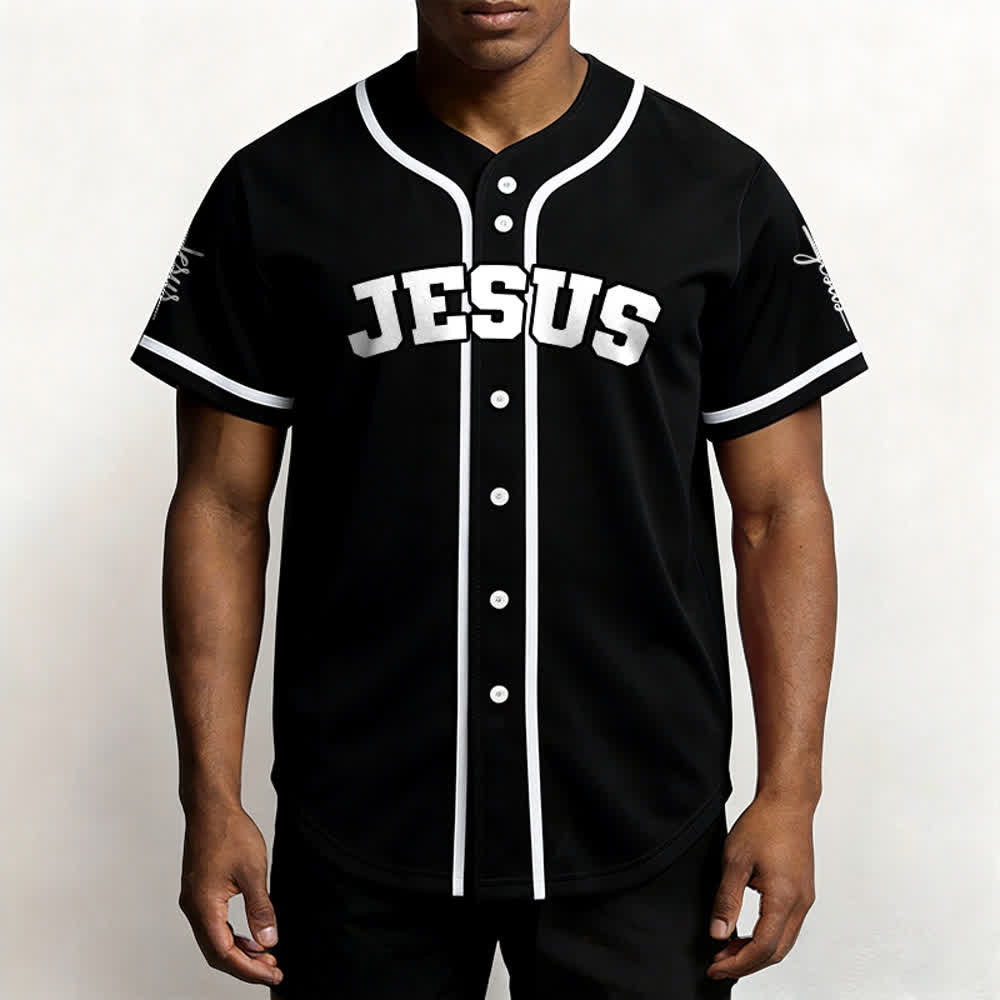 Christianartworkshop Maglia da baseball unisex personalizzata con Gesù Classico Abbigliamento Sportivo Personalizzato - image 2